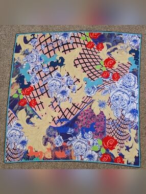Lily Mulin Italian Floral Print Square Scarf